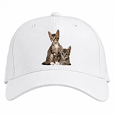 Baseball cap with Print Two Cute Kittens - white