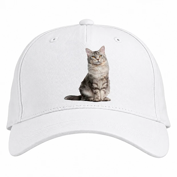 Baseball cap with Print Proud Gray Cat - white