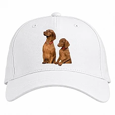 Baseball cap with Print Two Dogs Look Somewhere - white