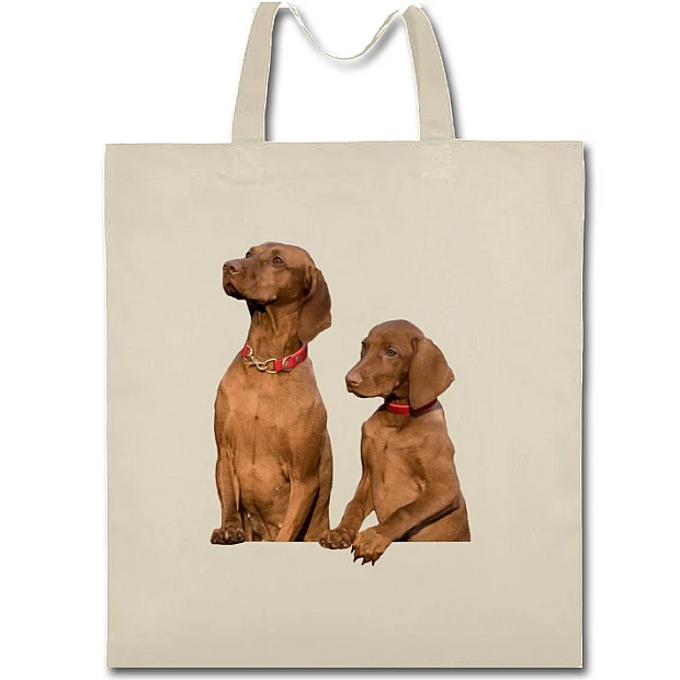 Eco bag with print Two Dogs Look Somewhere - beige