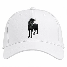 Baseball cap with Print Beautiful Black Horse - white