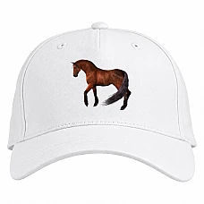 Baseball cap with Print Strong Brown Horse - white