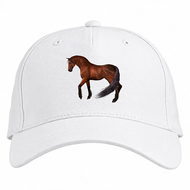Baseball cap with Print Strong Brown Horse - white
