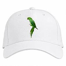 Baseball cap with Print Green Parrot - white