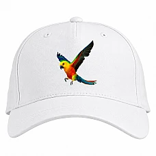Baseball cap with Print Colorful Parrot - white