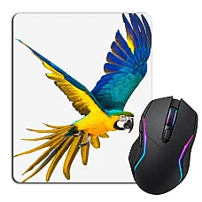 Mouse pad with print Blue And Yellow Parrot Flies