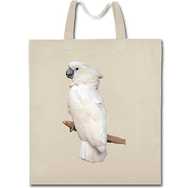 Eco bag with print White Parrot - beige