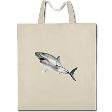 Eco bag with print White Shark - beige
