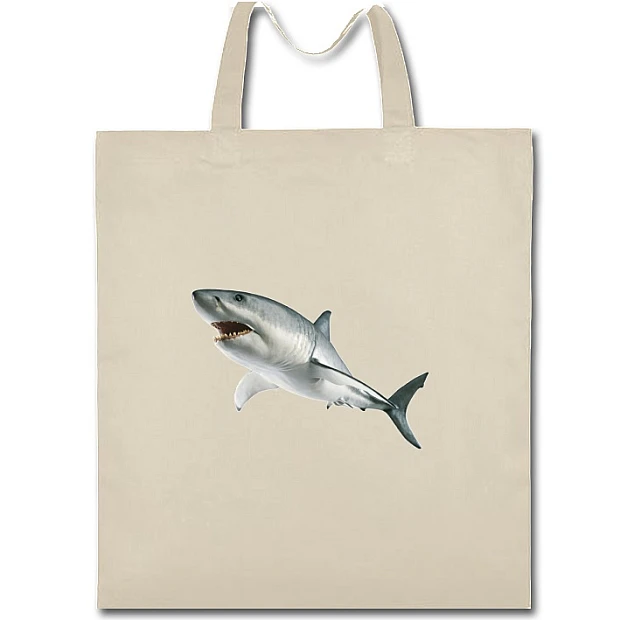 Eco bag with print White Shark - beige