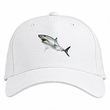 Baseball cap with Print White Shark - white