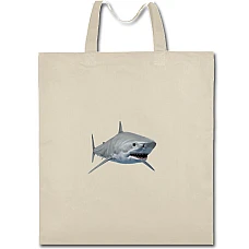 Eco bag with print White Head Of Shark - beige