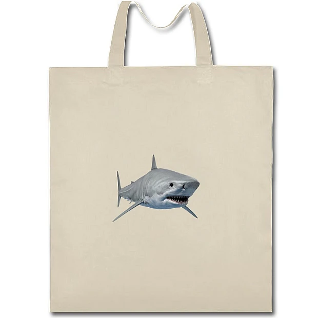 Eco bag with print White Head Of Shark - beige