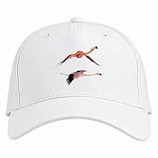 Baseball cap with Print Two Flamingos Fly - white