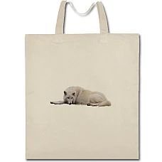 Eco bag with print White Wolf - beige