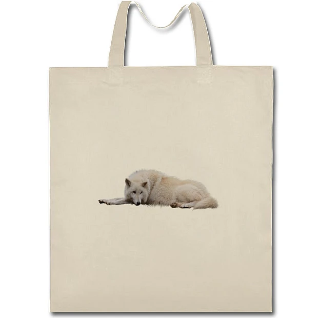 Eco bag with print White Wolf - beige