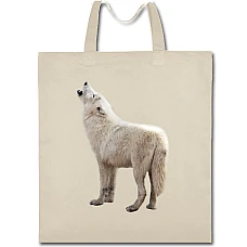 Eco bag with print White Wolf Howls - beige