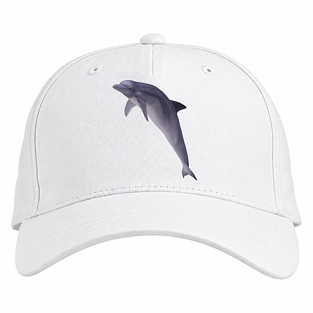 Baseball cap with Print Violet Dolphin - white