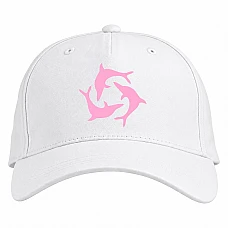Baseball cap with Print Three Pink Dolphins - white