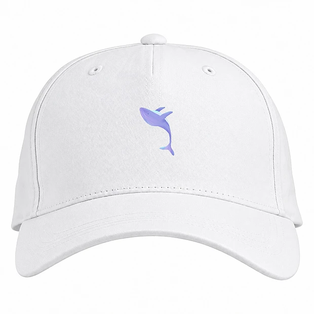 Baseball cap with Print Violet Whale - white