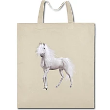Eco bag with print White Unicorn - beige