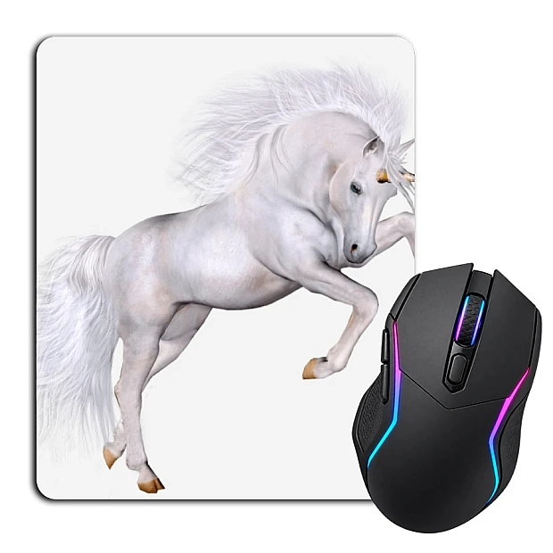 Mouse pad with print White Unicorn Jumps
