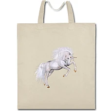 Eco bag with print White Unicorn Jumps - beige
