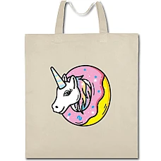 Eco bag with print Unicorn In Donut - beige