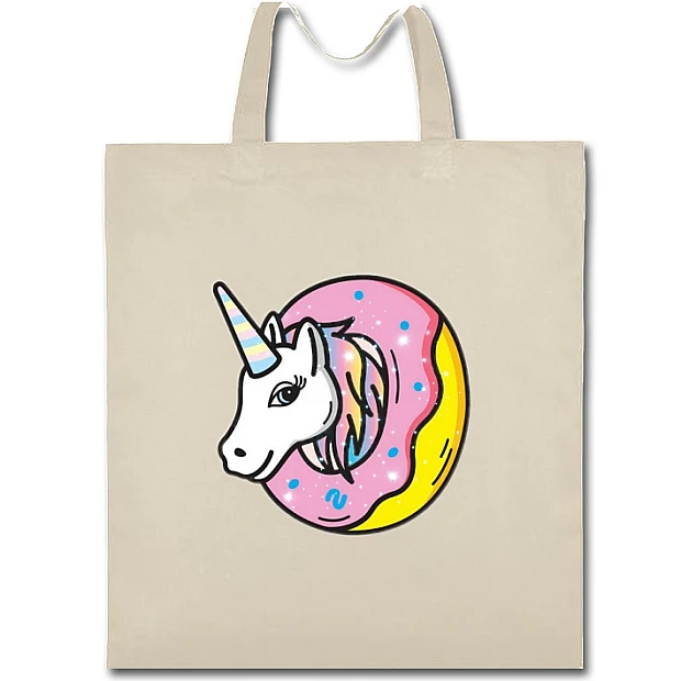 Eco bag with print Unicorn In Donut - beige