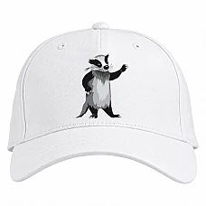 Baseball cap with Print Funny Raccoon With Seed - white