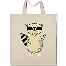 Eco bag with print Yelloow Raccoon - beige