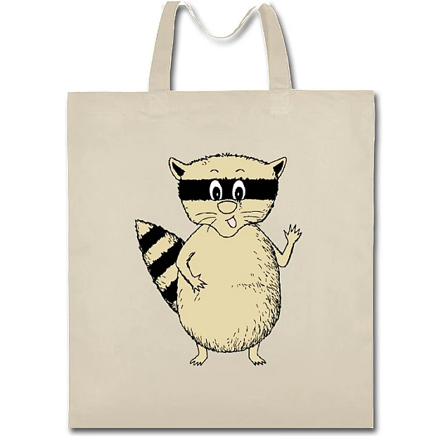 Eco bag with print Yelloow Raccoon - beige
