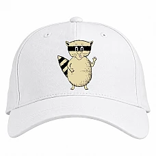 Baseball cap with Print Yelloow Raccoon - white