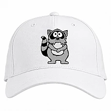 Baseball cap with Print Cute Raccoon - white