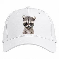 Baseball cap with Print Small And Cute Raccoon - white