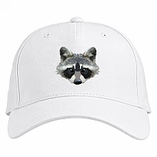 Baseball cap with Print Painted Head Of Raccoon - white