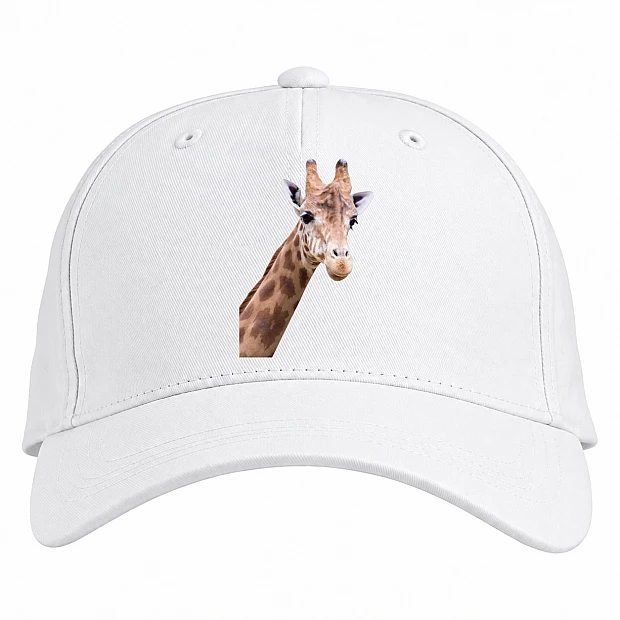 Baseball cap with Print Head Of Giraffe - white