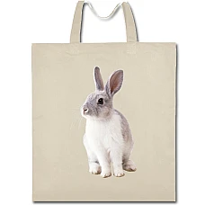 Eco bag with print White And Grey Rabbit - beige