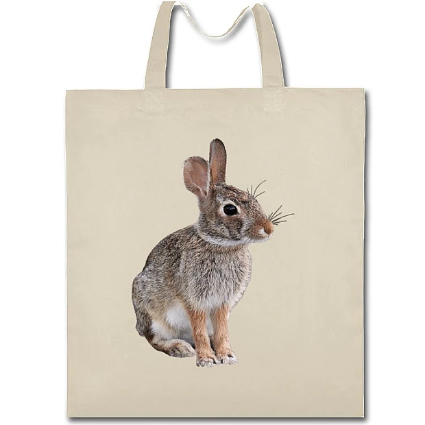 Eco bag with print Wild Rabbit Sits - beige
