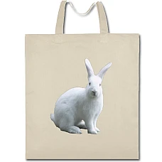 Eco bag with print White Rabbit - beige