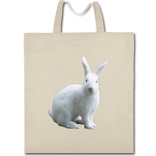 Eco bag with print White Rabbit - beige