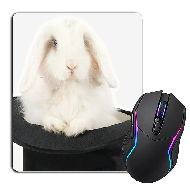 Mouse pad with print White Rabbit In Hat