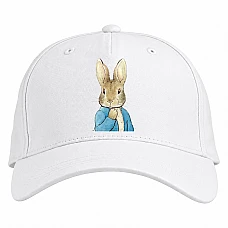 Baseball cap with Print Rabbit In Blue Shirt - white