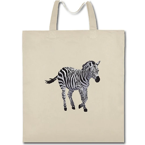 Eco bag with print Zebra Walks - beige