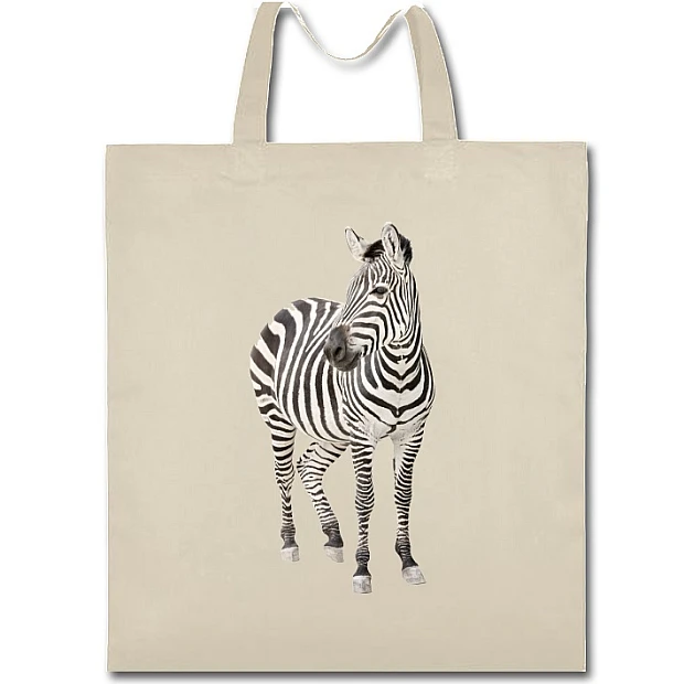 Eco bag with print Zebra Stands - beige