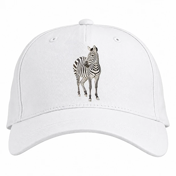 Baseball cap with Print Zebra Stands - white