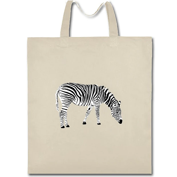 Eco bag with print Zebra Looks For Grass - beige