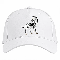 Baseball cap with Print Zebra Stands On Three Legs - white