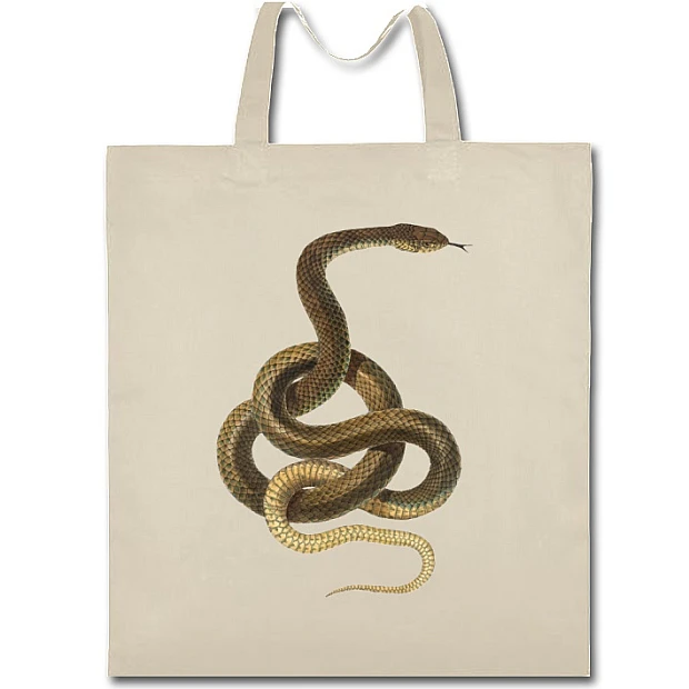 Eco bag with print Yellow Snake Jigsaw - beige