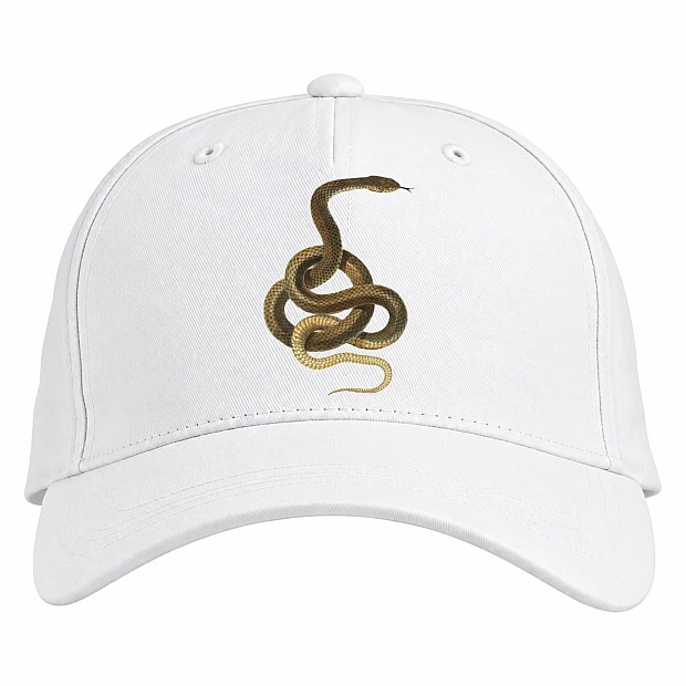 Baseball cap with Print Yellow Snake Jigsaw - white