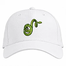 Baseball cap with Print Green Snake - white